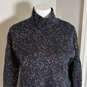 Peruvian Connection Turtleneck Black Confetti Pima Cotton Sweatshirt Sz S